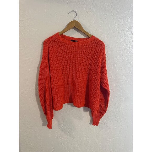 Eileen Fisher Sweaters - Y Eileen Fisher Orange Crewneck Chunky Knit Organic Cotton Fisherman Sweater